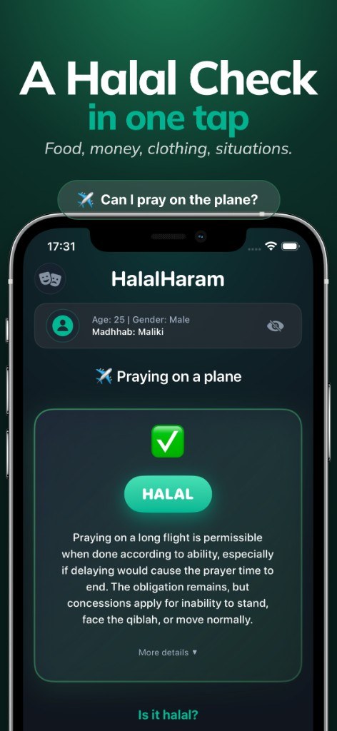 Halal check in one tap